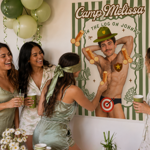 Camp Bach - Camping Theme Bachelorette - Custom Pin the Tail Game Poster
