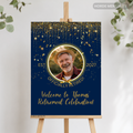 Navy & Gold Themed Retirement Party Welcome Sign Poster or Foam Board for Men