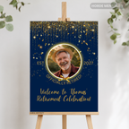 Navy & Gold Themed Retirement Party Welcome Sign Poster or Foam Board for Men