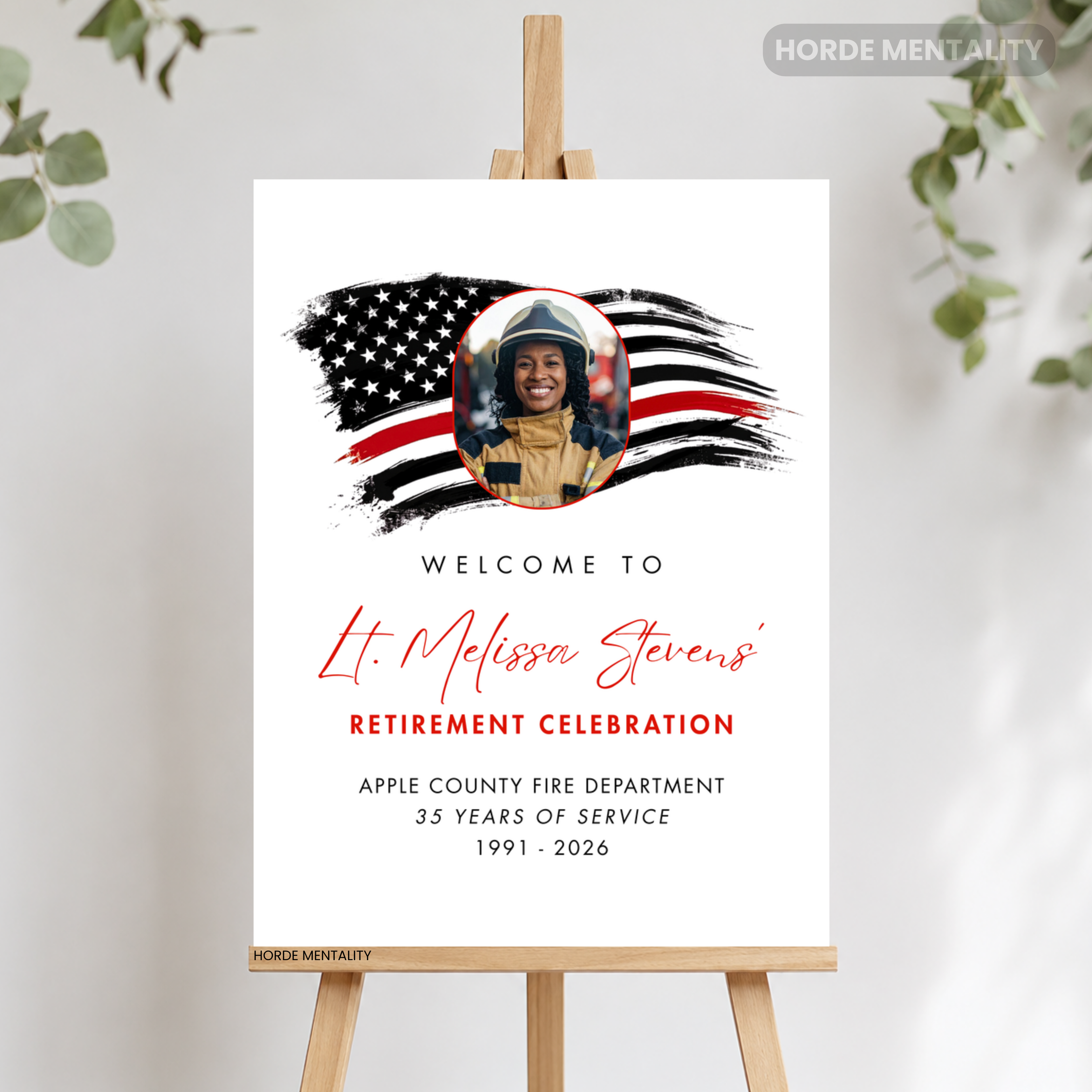 Firefighter Photo Retirement Welcome Sign Poster or Foam Board