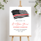 USA Flag Firefighter Retirement Welcome Sign Poster or Foam Board