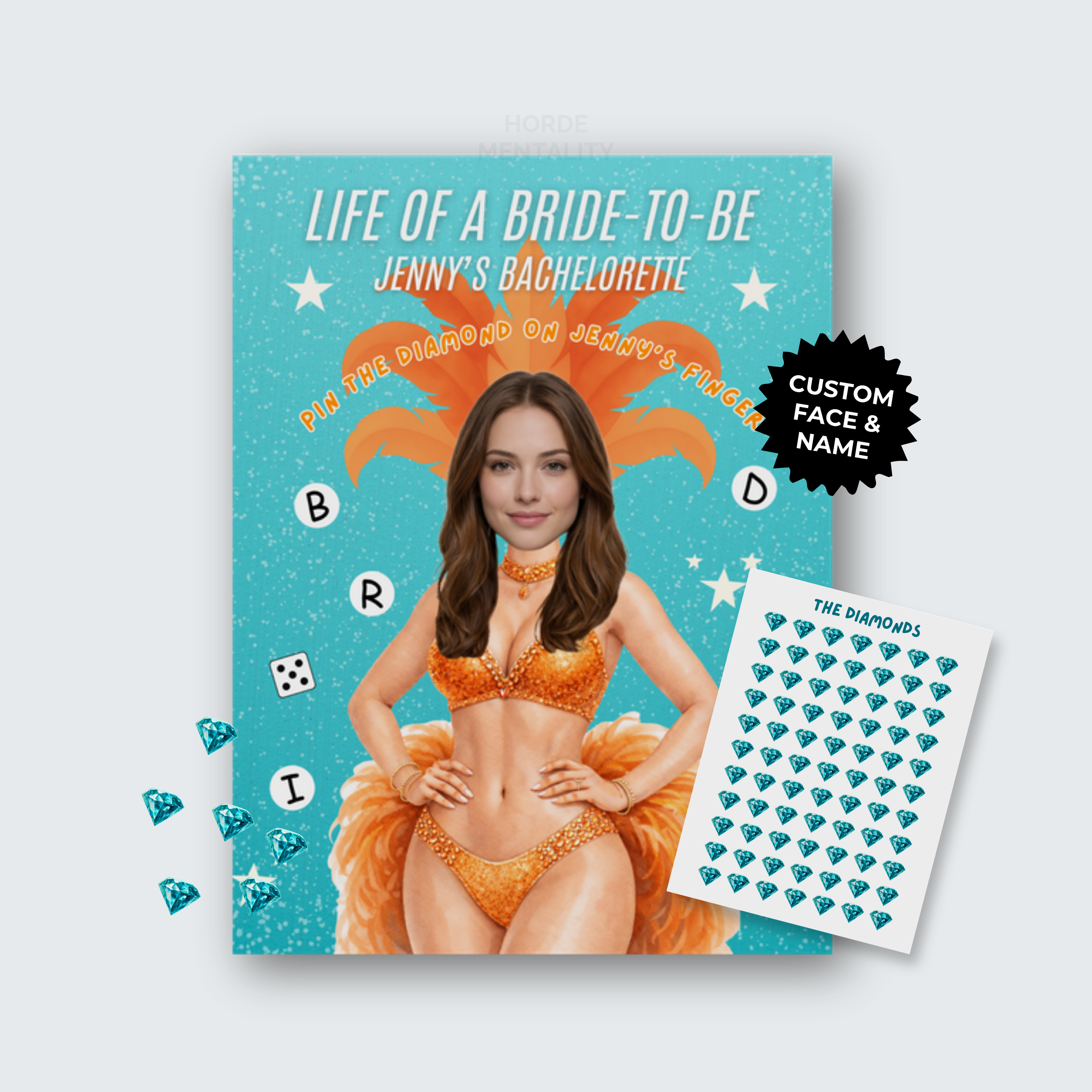 Life of a Bride-to-Be - Custom Pin the Tail Game Poster - Music Glam Bridal Theme Bachelorette