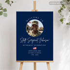 Minimalist Navy Military Retirement Photo Welcome Sign Poster or Foam Board