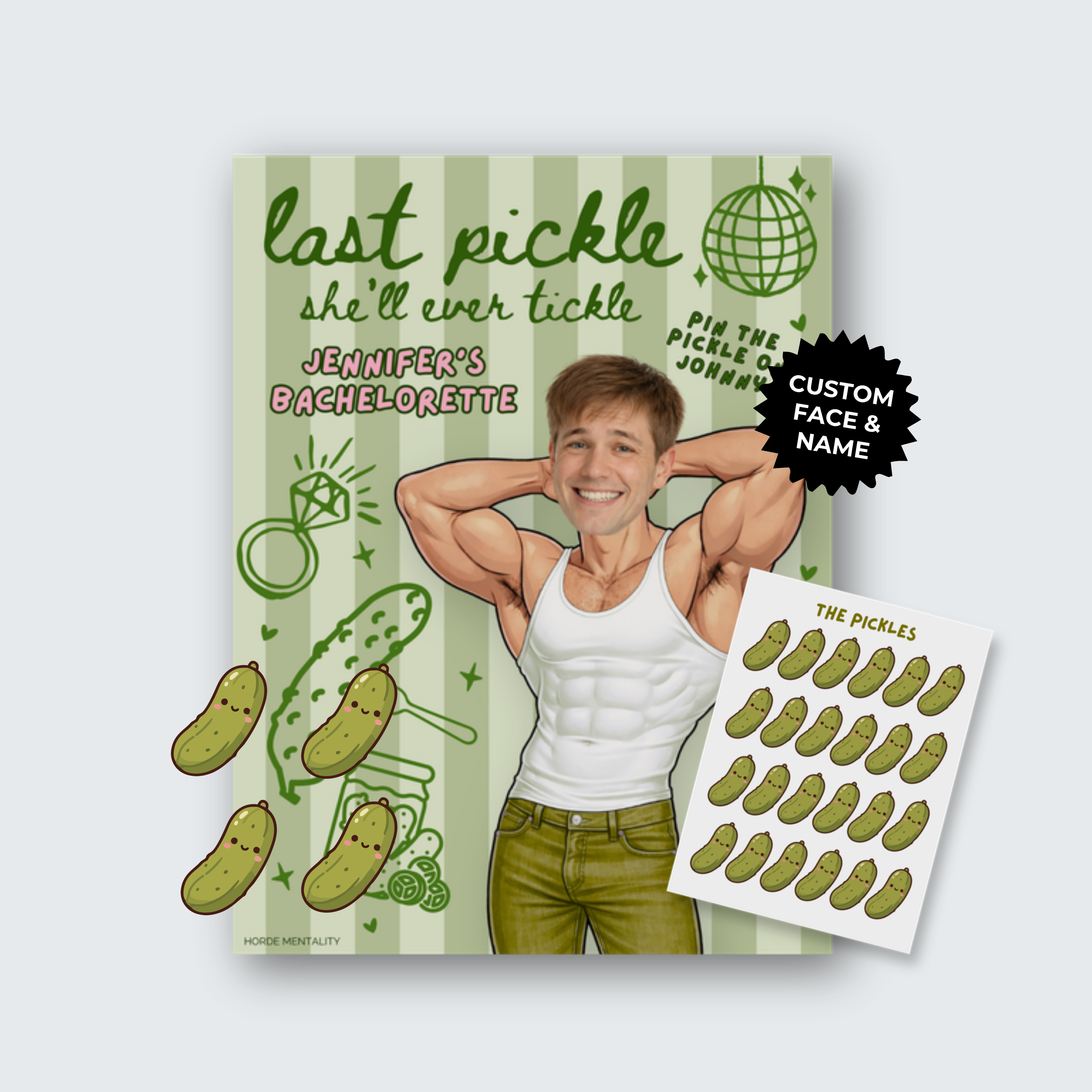 Last Pickle She'll Ever Tickle - Pickle Themed Bachelorette - Custom Pin the Tail Game Poster