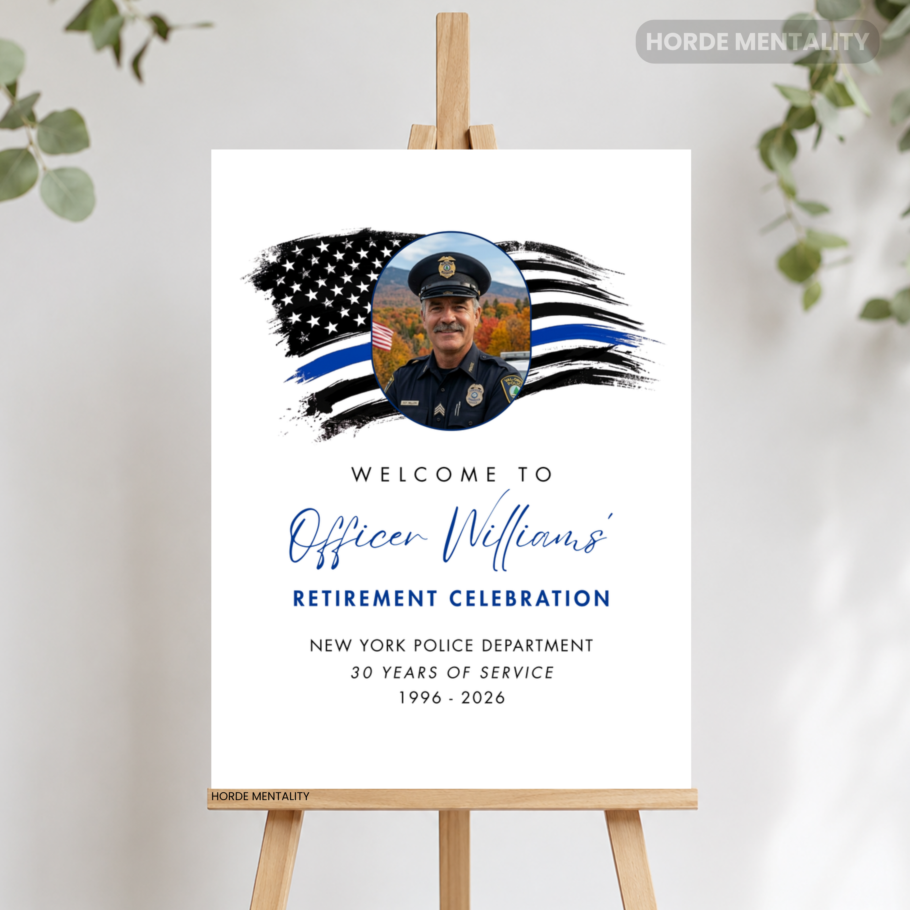 Police Retirement Photo Welcome Sign Poster or Foam Board