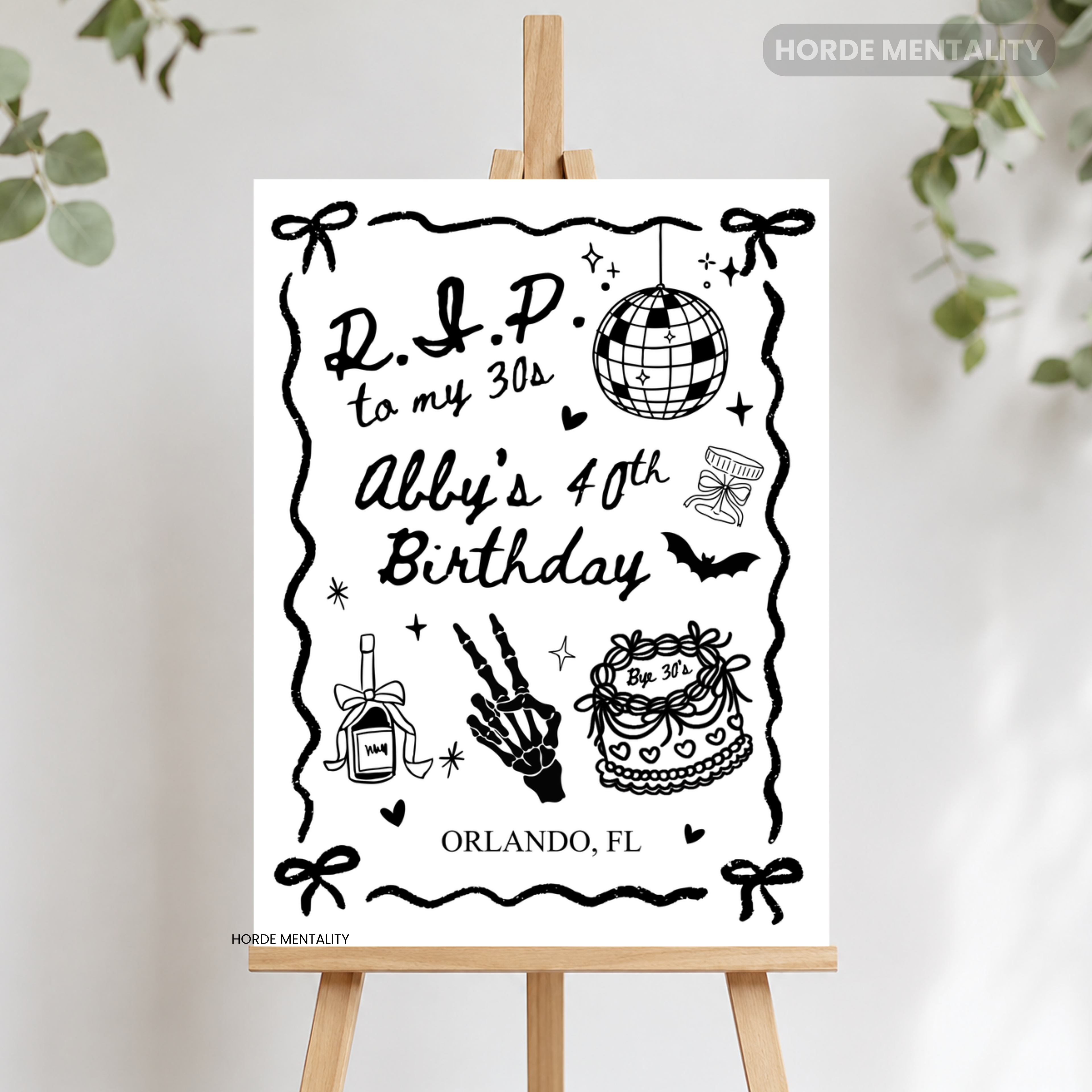 RIP To My Thirties - 40th Birthday Party Welcome Sign Poster or Foam Board