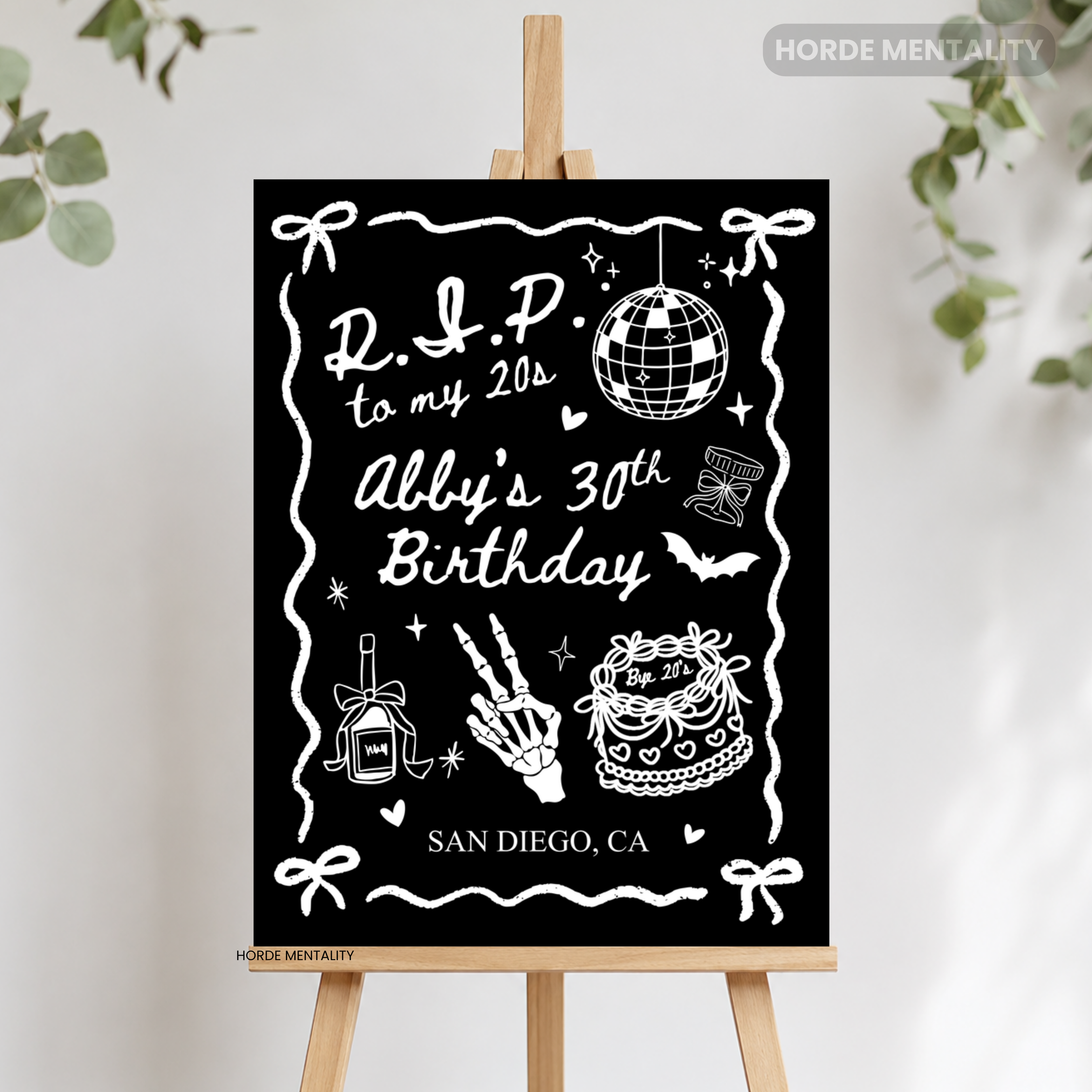 RIP To My Twenties - 30th Birthday Party Welcome Sign Poster or Foam Board